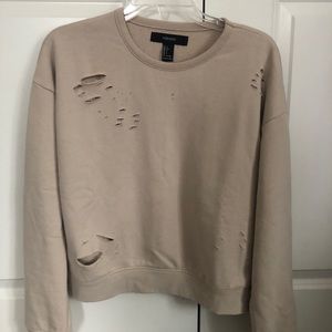 Distressed crop sweatshirt